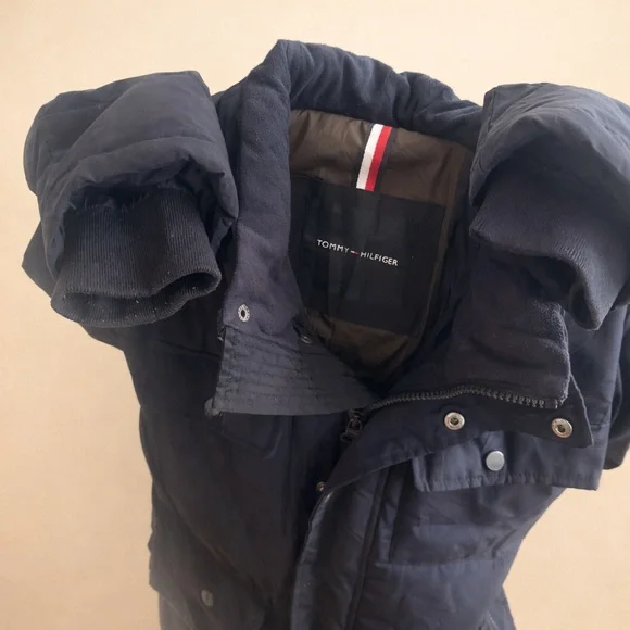 Tommy Hilfiger Navy Hooded Puffer Coat Men’s Large - Picture 4 of 4